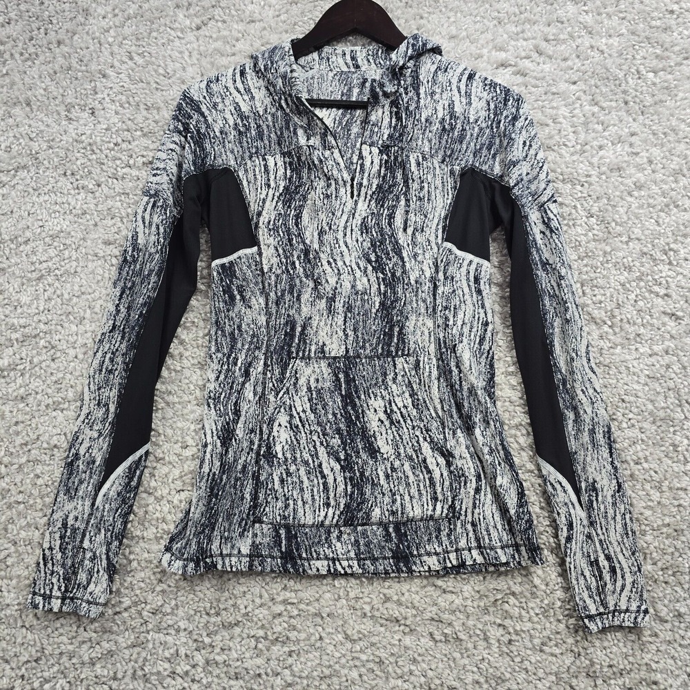 Lululemon Womens Runbeam Hoodie Size S‎ Black White Textured Active Running